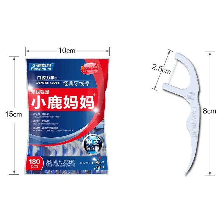 Fawnmum超細安全牙線 超強韌牙籤線，2包/(180支)