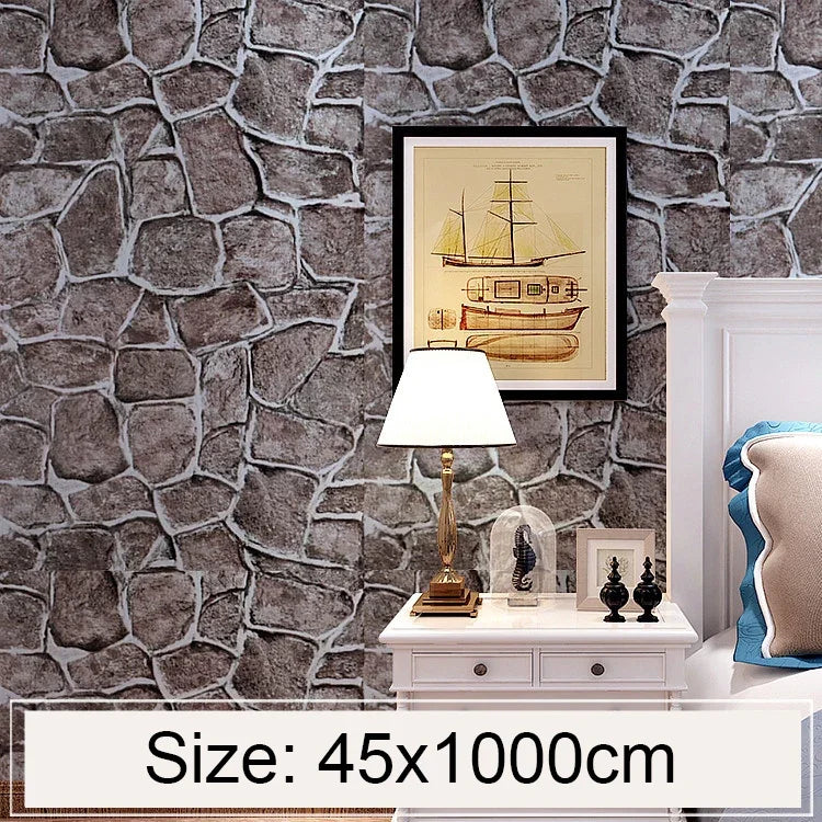 Fort Brick Creative 3D Stone Brick Decoration Wallpaper Stickers Bedroom Living Room Wall Waterproof Wallpaper Roll, Size: 45 x 1000cm, Fort brick