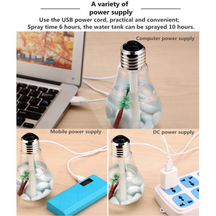 400ML 彩色燈便攜燈泡造型香薰空氣淨化加濕器 適用於家用/辦公室/車內