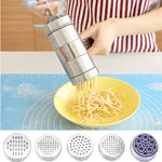 家用不銹鋼手動意大利麵機手壓麵條機帶5款模具，壓麵機