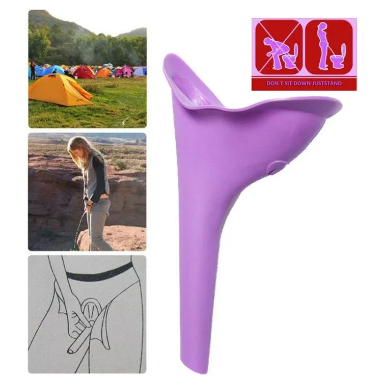 便攜女性尿壺排尿廁所矽膠尿液漏斗裝置露營旅行，隨機顏色發貨，廁所應急工具