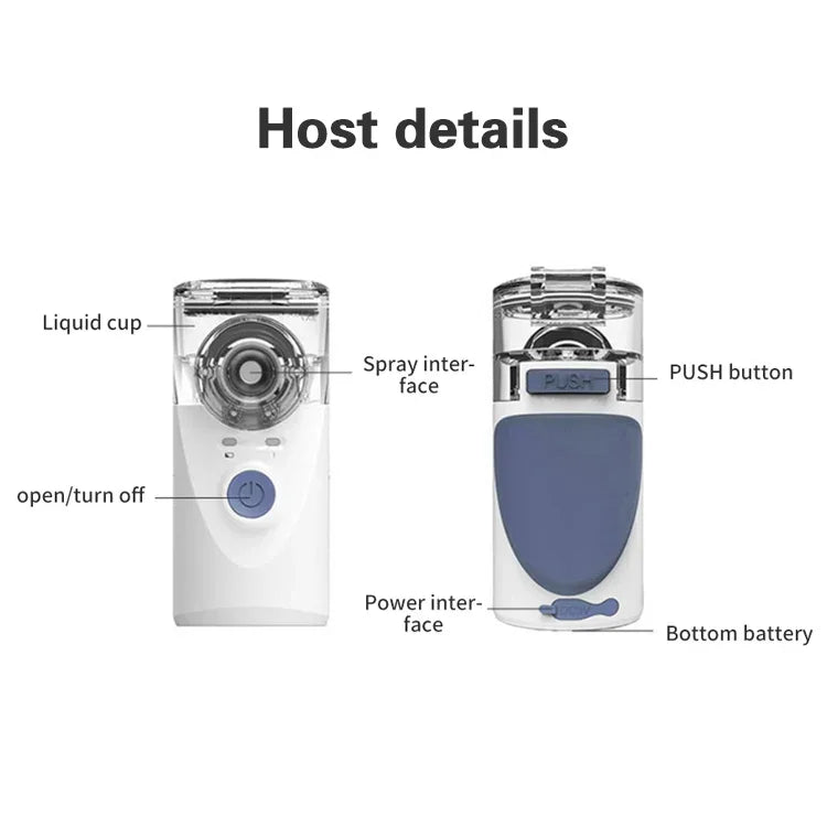 便攜超聲波霧化器迷你手持吸入器呼吸健康護理家用機霧化器兒童用，迷你手持吸入器
