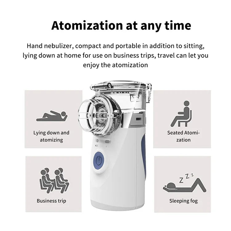 便攜超聲波霧化器迷你手持吸入器呼吸健康護理家用機霧化器兒童用，迷你手持吸入器
