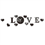 創意LOVE時鐘壓克力鏡面DIY牆貼，LOVE時鐘壓克力鏡面（黑色），LOVE時鐘壓克力鏡面（金色），LOVE時鐘壓克力鏡面（銀色）