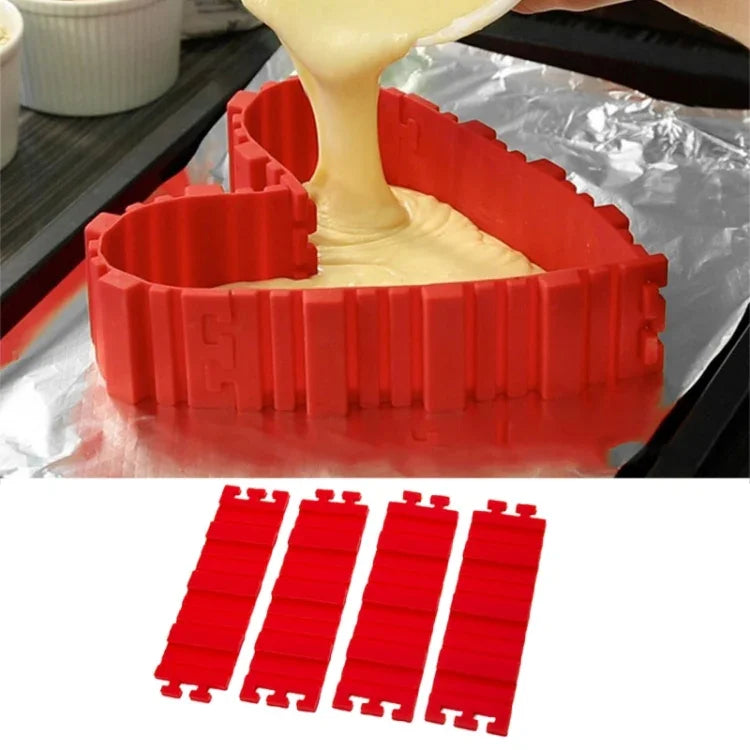 矽膠蛋糕模具烘焙工具DIY多形狀蛋糕模具廚房配件，4個DIY蛋糕模具，4個DIY蛋糕模具
