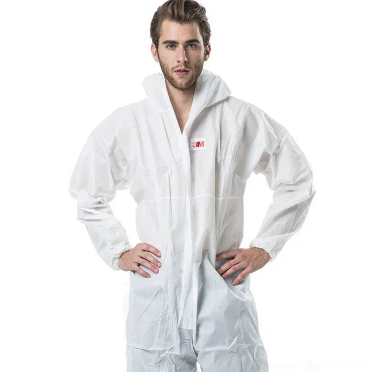 3M 4515一體式白色防靜電防化學防塵噴砂服帶帽，尺寸：L，3M L