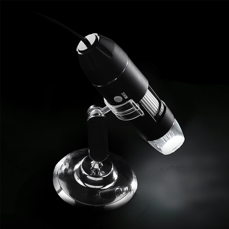 USB 放大鏡 HD 0.3MP 影像感測器 2560x1920P USB 數位顯微鏡，配備 8 顆 LED 與專業支架