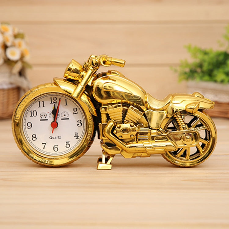 卡通摩托車鬧鐘臥室塑料指針鬧鐘，尺寸：23*13*6cm，金色，金色，紅色，黑色，金色，黑色