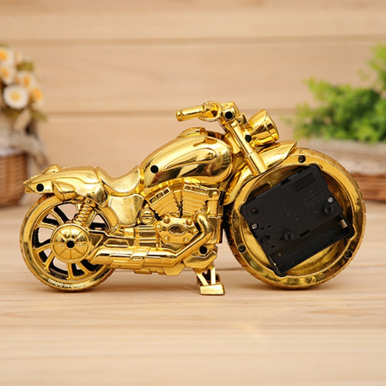 卡通摩托車鬧鐘臥室塑料指針鬧鐘，尺寸：23*13*6cm，金色，金色，紅色，黑色，金色，黑色