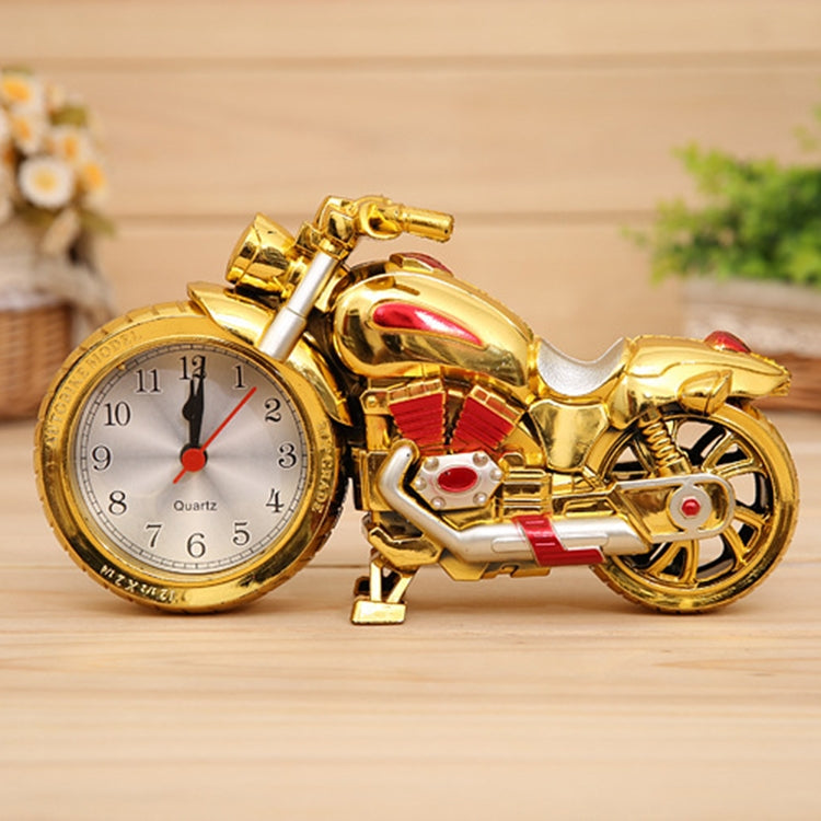 卡通摩托車鬧鐘臥室塑料指針鬧鐘，尺寸：23*13*6cm，金色，金色，紅色，黑色，金色，黑色