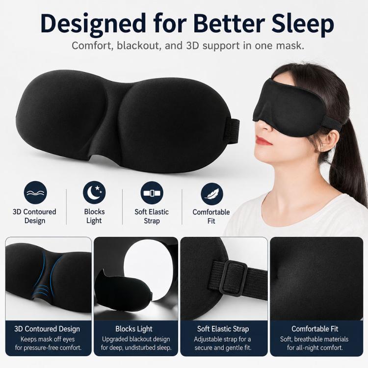3D 便攜遮光睡眠輔助眼罩，女性可愛款