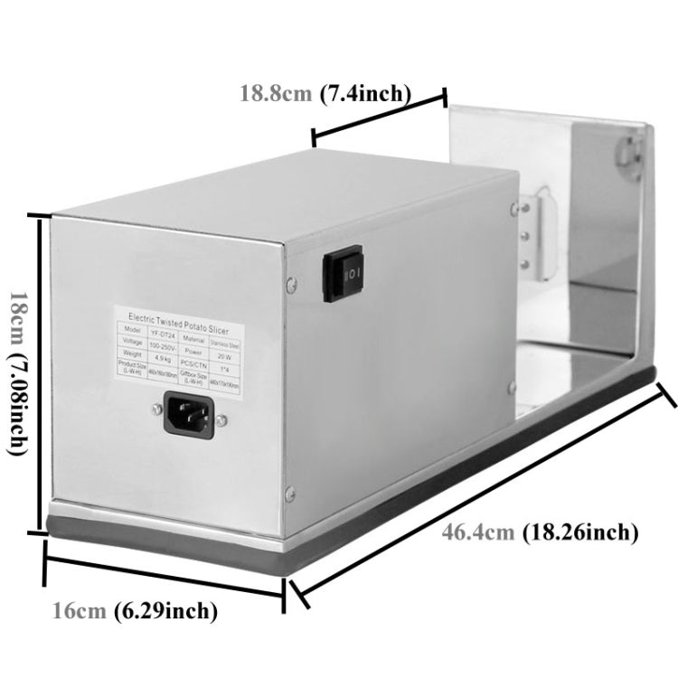 不銹鋼電動龍捲風馬鈴薯塔起重機，歐規插頭，電動
