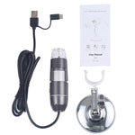 1600X 放大鏡高清影像感測器 3合1 USB 數位顯微鏡，配8顆LED及專業支架