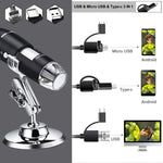 1600X 放大鏡高清影像感測器 3合1 USB 數位顯微鏡，配8顆LED及專業支架