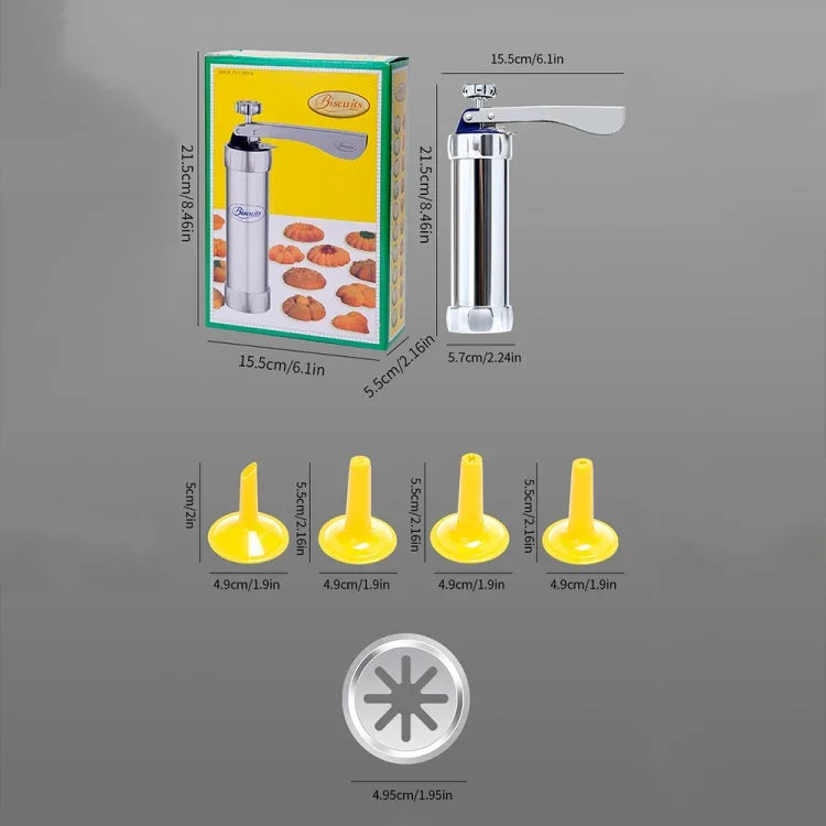 多功能家用餅乾機工具模具裝飾安裝DIY烘焙，含20個模具和4個噴嘴，多功能銀色
