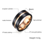 Europe and America Style Men Classic Ring Pure Tungsten Carbide Hand-brushed Rose Gold Plating Ring, Size: 7 Diameter: 17.4mm, Perimeter: 55mm, Size: 7