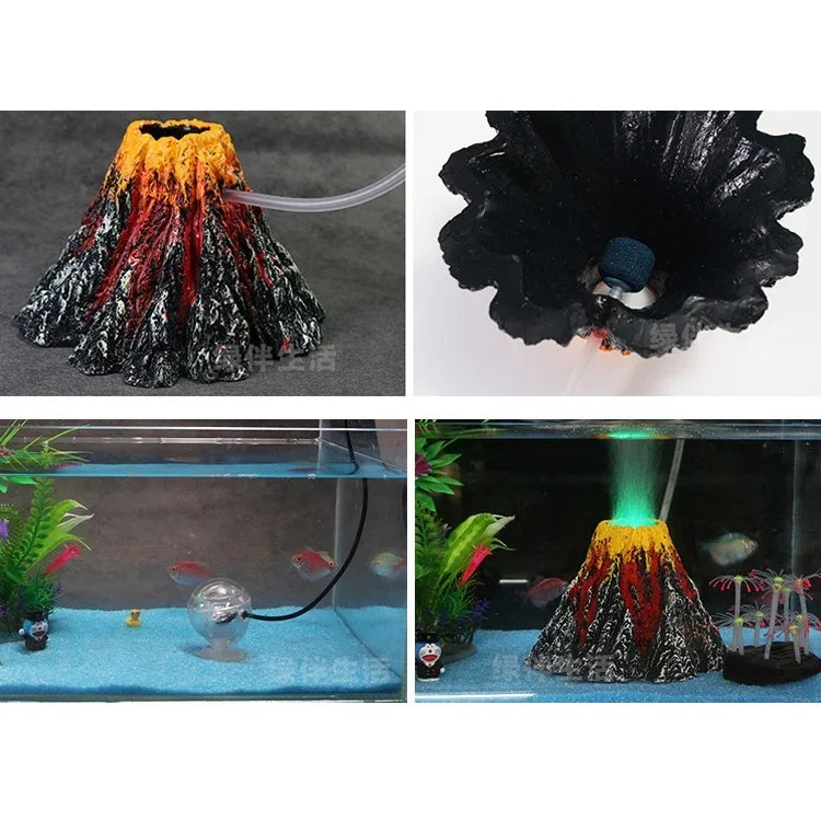 仿真樹植物草魚缸裝飾 火山岩景觀 創意假山樹脂擺件 水族箱氣泵，尺寸：L，15*9.5*3.3 cm，尺寸：L，15*9.5*3.3 cm