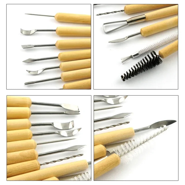 11合1木製DIY黏土切割陶藝雕塑多功能刀具套裝，雕塑多功能刀具套裝