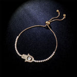 情人節禮物哈姆薩手水晶鑲嵌手鏈，鏈長：25cm