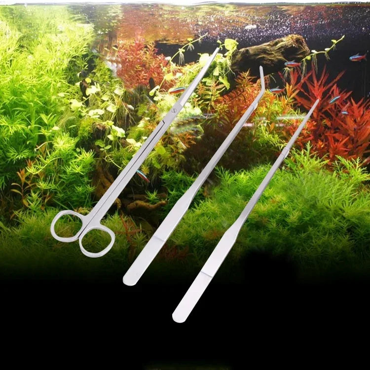 3 合 1 不鏽鋼剪刀、鑷子和夾子，樹植物草迷你水族箱魚缸景觀修剪工具，3 件組