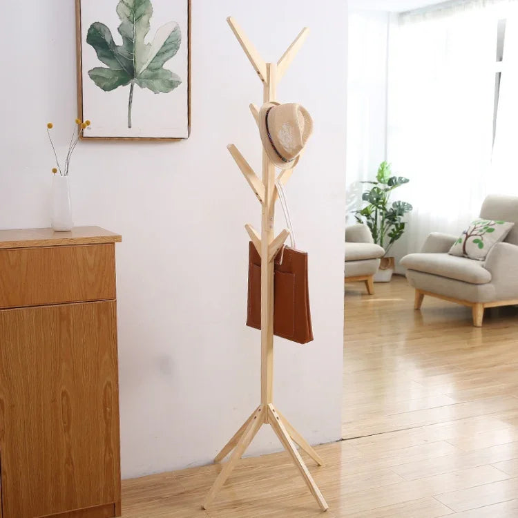 創意樹形實木落地帽架衣物掛架，尺寸：175x45x45厘米，175x45x45厘米（深咖啡色），175x45x45厘米（白色），175x45x45厘米（木色）