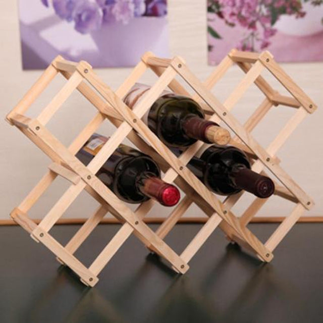6瓶架可折疊酒架木製酒架廚房酒吧展示架，6瓶