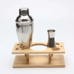 9合1不鏽鋼雞尾酒搖酒器工具組帶木質底座，容量：750ml，750ml