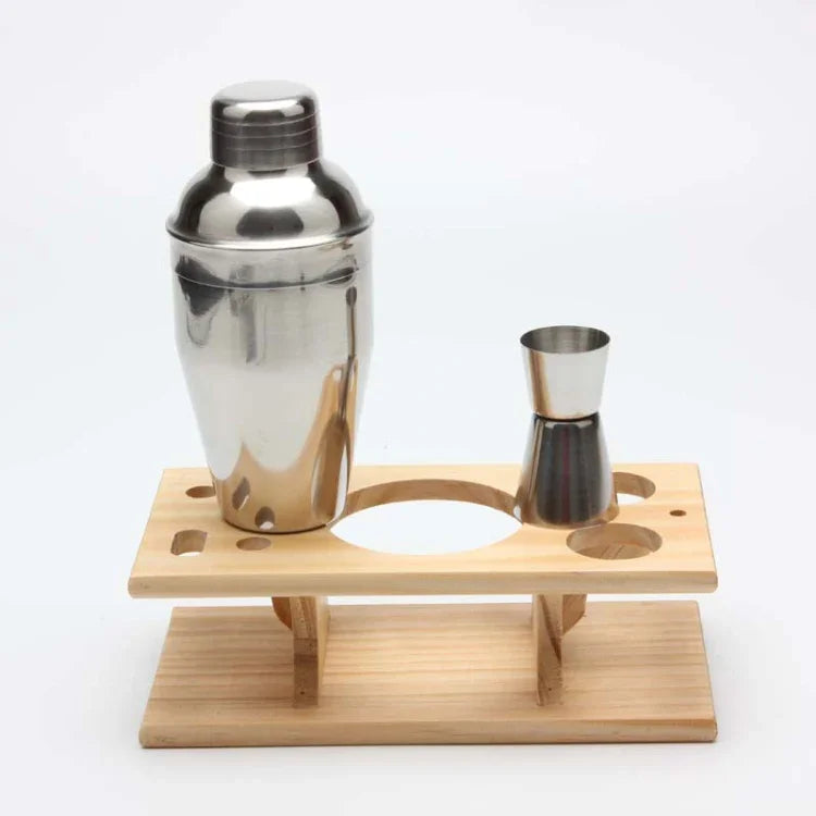 9合1不鏽鋼雞尾酒搖酒器工具組帶木質底座，容量：750ml，750ml