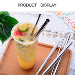 5支可重複使用不鏽鋼直飲吸管＋清潔刷套裝，215*8mm，215*8mm（直）