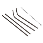 4件套可重複使用不鏽鋼吸管+清潔刷套裝，215*8mm，215*8mm（組合）
