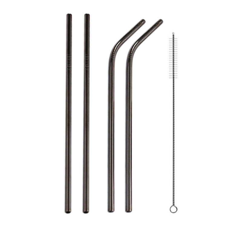 4件套可重複使用不鏽鋼吸管+清潔刷套裝，266*6mm，266*6mm（組合）