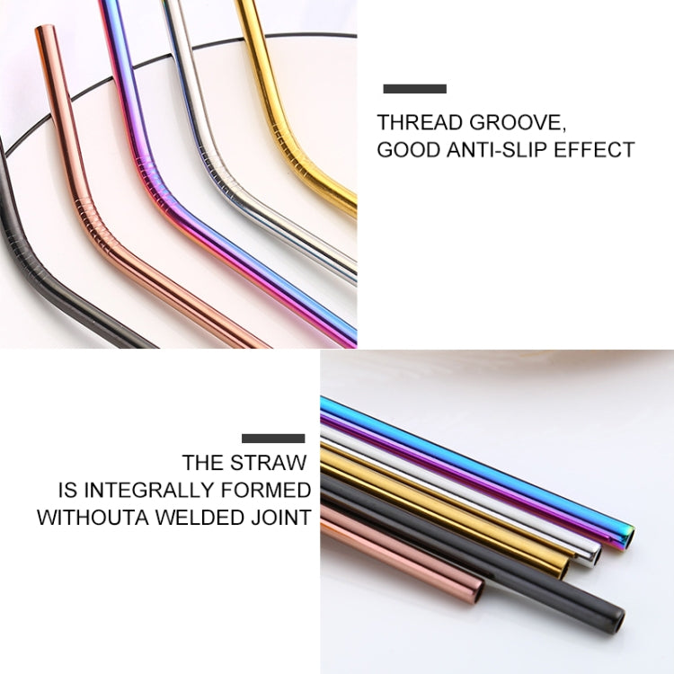 4件套可重複使用不鏽鋼吸管+清潔刷套裝，266*6mm，266*6mm（組合）