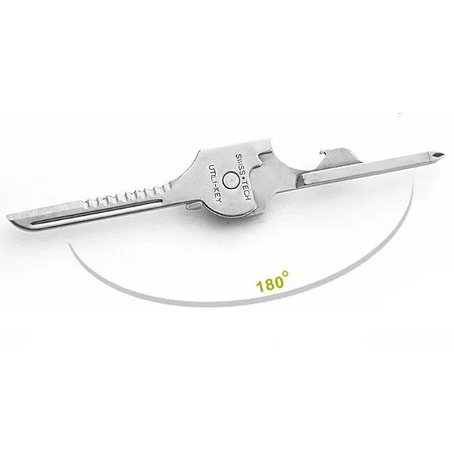 SWISS+TECH 不鏽鋼 6合1 多功能戶外鑰匙圈，可折疊迷你工具鑰匙圈