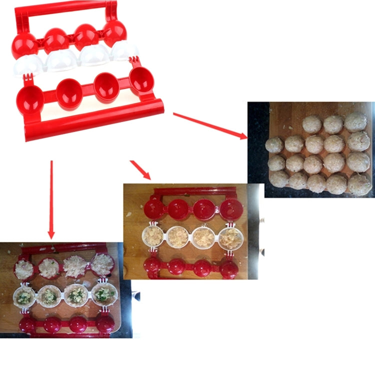 實用新手肉丸魚丸廚房自製填充肉丸製作器家用烹飪工具，ABS紅色