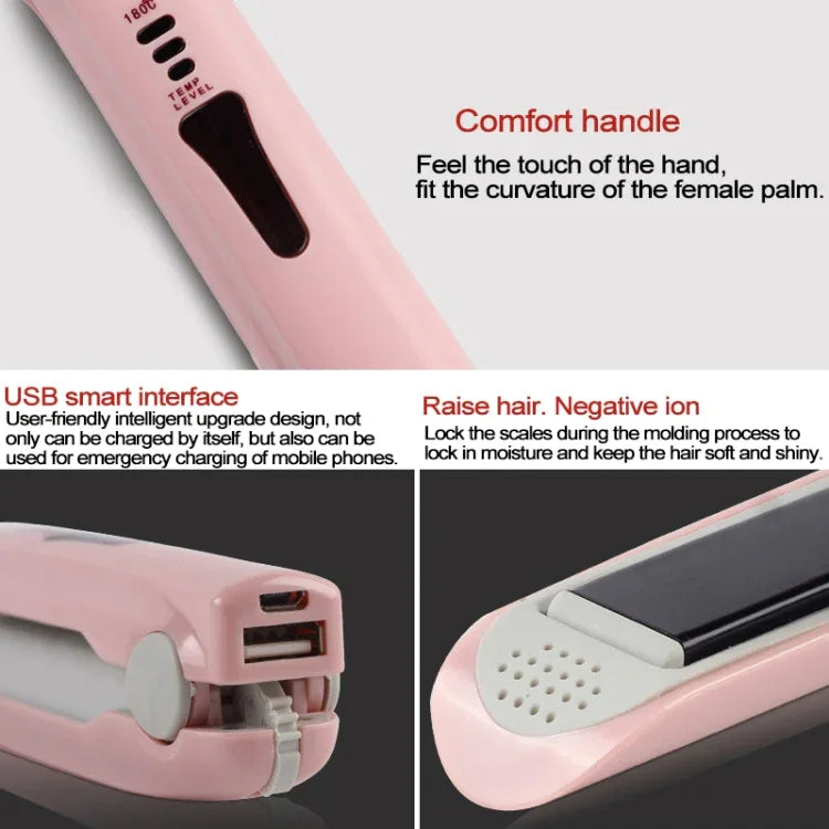 無線迷你USB充電直髮器捲髮器雙用髮夾