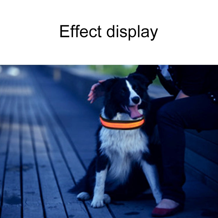 中大型犬寵物太陽能+USB充電LED燈項圈，頸圍尺寸：S，35-40cm，尺寸：S
