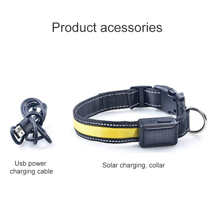 中大型犬寵物太陽能+USB充電LED燈項圈，頸圍尺寸：S，35-40cm，尺寸：S