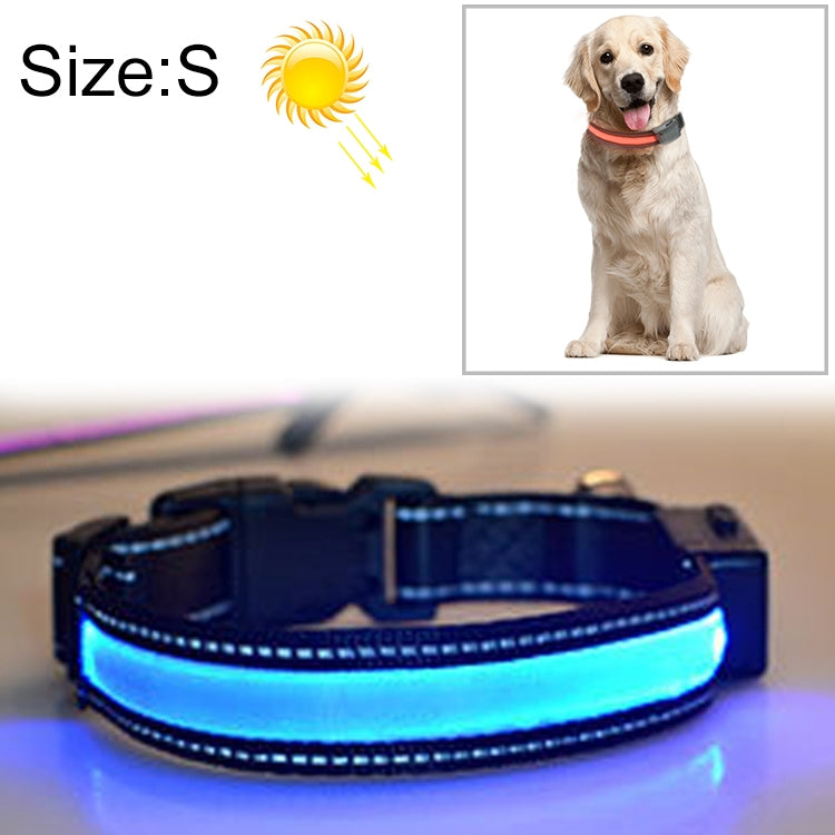 中大型犬寵物太陽能+USB充電LED燈項圈，頸圍尺寸：S，35-40cm，尺寸：S