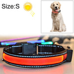 中大型犬寵物太陽能+USB充電LED燈項圈，頸圍尺寸：S，35-40cm，尺寸：S