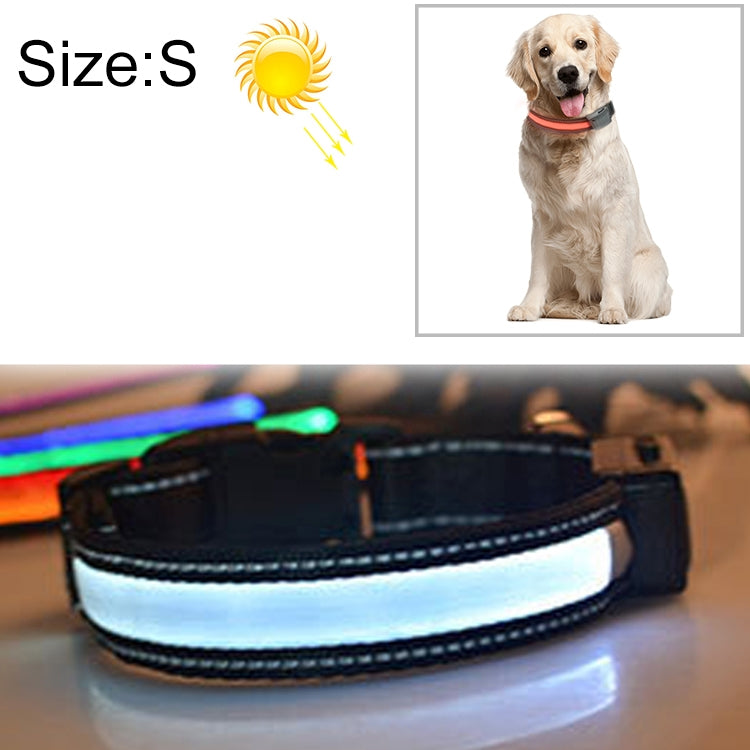 中大型犬寵物太陽能+USB充電LED燈項圈，頸圍尺寸：S，35-40cm，尺寸：S