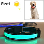 中大型犬寵物太陽能+USB充電LED燈項圈，頸圍尺寸：L，50-60cm，尺寸：L