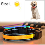 中大型犬寵物太陽能+USB充電LED燈項圈，頸圍尺寸：L，50-60cm，尺寸：L