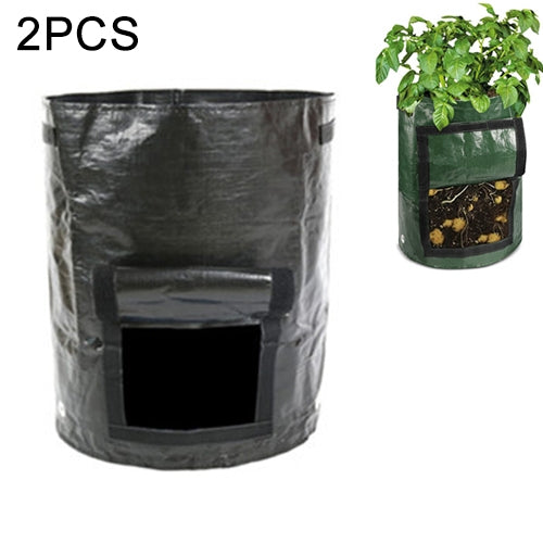 2個7加侖馬鈴薯種植PE袋織物袋栽培花園盆蔬菜種植袋生長袋農場花園用品，綠色，黑色，橙色，黃色