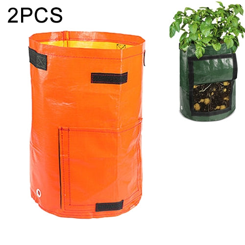2個7加侖馬鈴薯種植PE袋織物袋栽培花園盆蔬菜種植袋生長袋農場花園用品，綠色，黑色，橙色，黃色