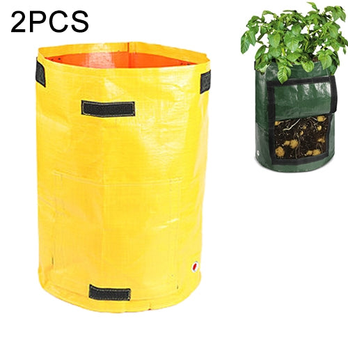 2個7加侖馬鈴薯種植PE袋織物袋栽培花園盆蔬菜種植袋生長袋農場花園用品，綠色，黑色，橙色，黃色