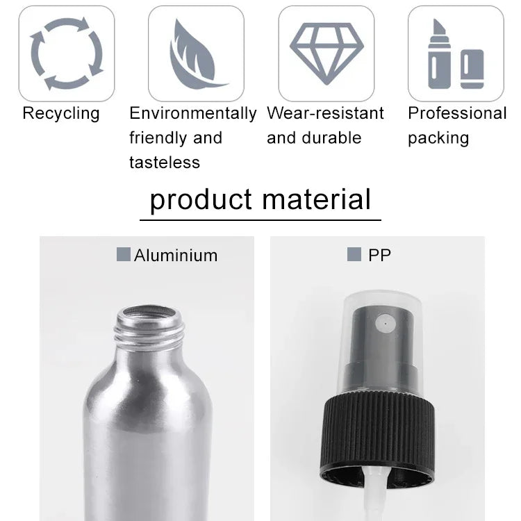 可重填玻璃細霧噴霧瓶 鋁瓶，50ml，50ml