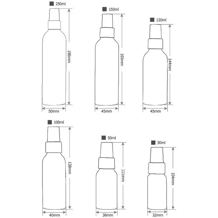 可重填玻璃細霧噴霧瓶 鋁瓶，50ml，50ml