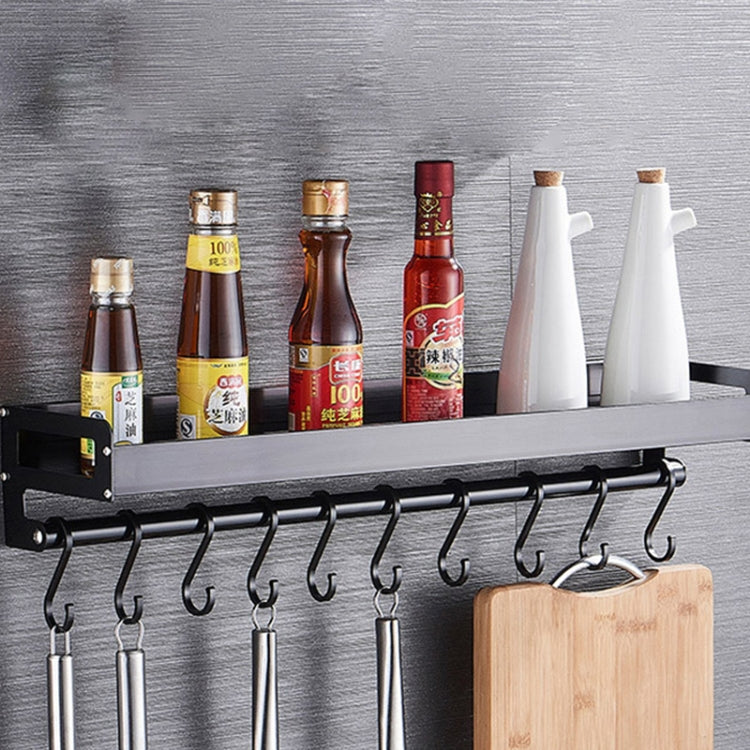 60cm 10鉤廚房多功能壁掛調味品收納架，60cm 10鉤（黑色）