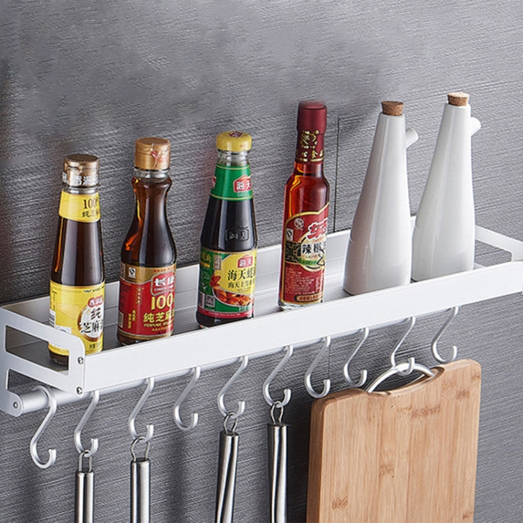60cm 10鉤廚房多功能壁掛調味品收納架，60cm 10鉤（銀色）