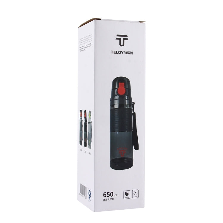 Teloy TNY-9601 650ML 便攜翻蓋太空杯瓶，適用水溫：﹣20 ~ 120攝氏度，TNY-9601（深灰+紅）